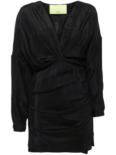 Gauge81 Asuka Drapped Silk Dress In Black