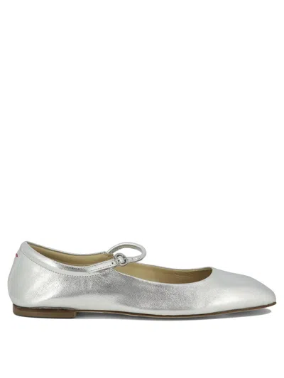 Aeyde Uma Leather Mary Jane Flats In Silver