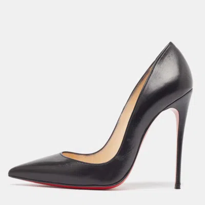 Pre-owned Christian Louboutin Black Leather Pigalle Follies Pumps Size 34