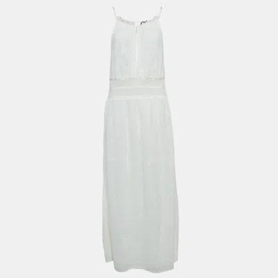 Pre-owned M Missoni White Lace Knit Halter Neck Grecian Maxi Dress L