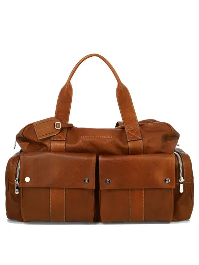 Brunello Cucinelli Calfskin Duffle Bag In Brown