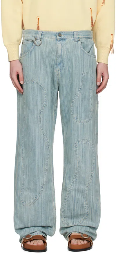 Bonsai Oversize Cotton Denim Jeans In Light Blue