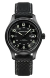 HAMILTON KHAKI FIELD AUTOMATIC SILICONE STRAP WATCH, 42MM,H70575733