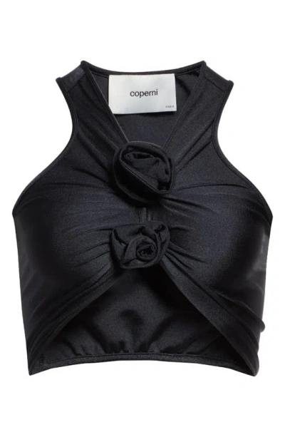 Coperni Flower-motif Stretch-jersey Top In Black