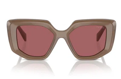 Prada Eyewear Butterfly Frame Sunglasses In Brown