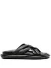 Moncler Bell Leather Crisscross Slide Sandals In Black