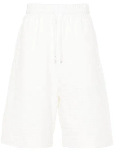Fendi Ff Cotton Bermuda Shorts In White