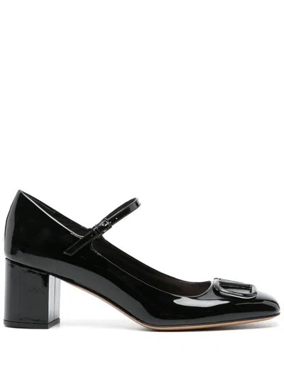 Valentino Garavani Vlogo Embellished Patent-leather Mary Jane Pumps In Black