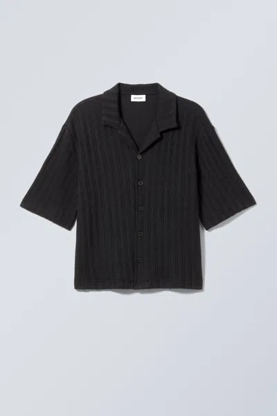 Weekday Boxy Structure Resort Shirt In Black