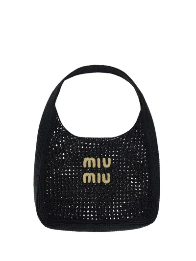 Miu Miu Shoulder Bags In Nero+naturale