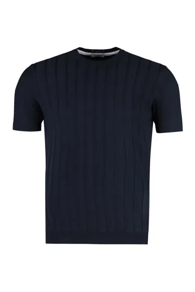 Paul & Shark Cotton Knit T-shirt In Blue