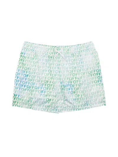 Off-white Kids' Logo-print Cotton Swim Shorts In Multicolor Multic