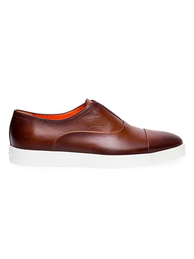 Santoni Money Oxford Sneaker In Brown