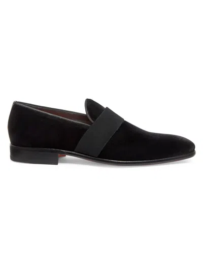 Santoni Men's Isomer Grosgrain Velvet Formal Loafers In Black