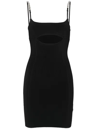 Gcds Logo-lettering Ribbed Mini Dress In Black