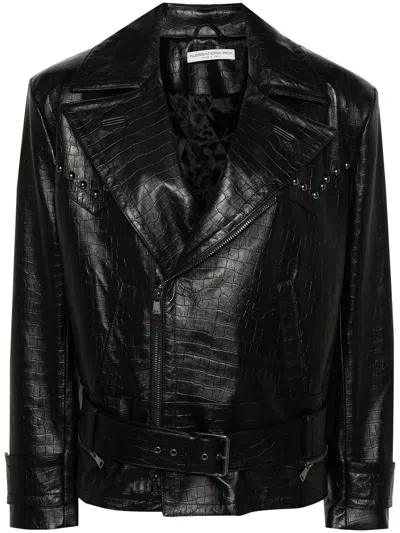 Alessandra Rich Jacket With Crocodile Effect In Black