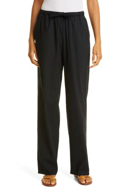 Rebecca Taylor Linen Blend Drawstring Trousers In Black