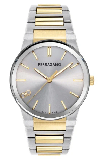 Ferragamo Men's Infinity Sapphire Two-tone Bracelet Watch, 41mm In Silver/two-tone