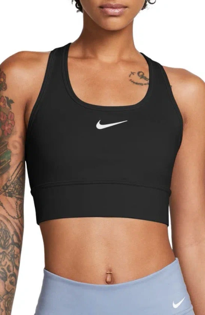 Nike Women's Swoosh Medium Support Padded Longline Sports Bra In Black