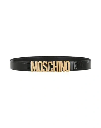 Moschino Leather Logo Belt Woman Belt Black Size 38 Tanned Leather