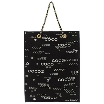 Pre-owned Chanel Coco Mark Black Canvas Tote Bag ()