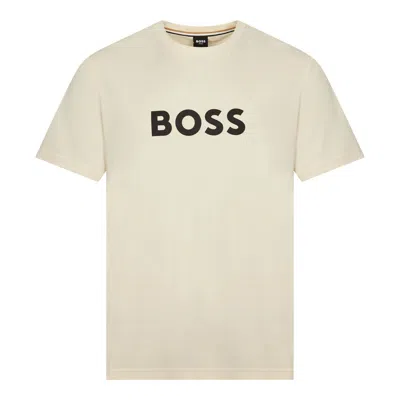 Hugo Boss Rn Mens Center Logo T-shirt In Open White 131