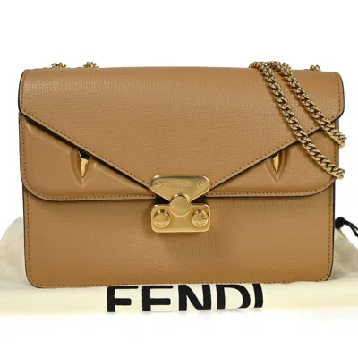 Fendi Bag Bug Beige Leather Shoulder Bag () In Brown