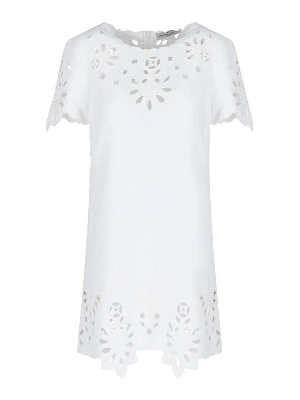 Ermanno Scervino pleated guipure lace belted dress - Grey