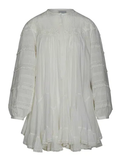 Isabel Marant Ruffled Hem Embellished Dress In White