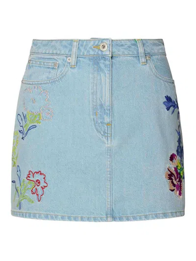 Kenzo Light Blue Cotton Miniskirt