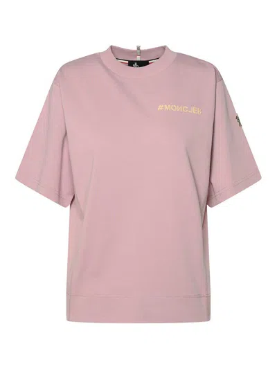 Moncler Pink Cotton T-shirt In Nude & Neutrals