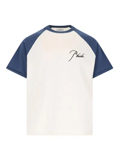 Rhude Logo-embroidered Raglan T-shirt In White