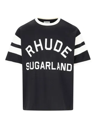Rhude Sugarland Ringer Cotton T-shirt In Black