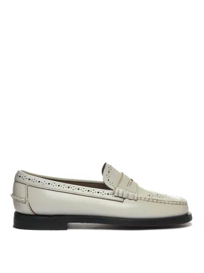 Sebago Dan Perforated Leather Penny Loafers In White