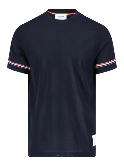 Thom Browne Blue T-shirt With Striped Detail