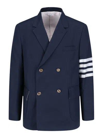 Thom Browne Double-breasted Blazer In Blue