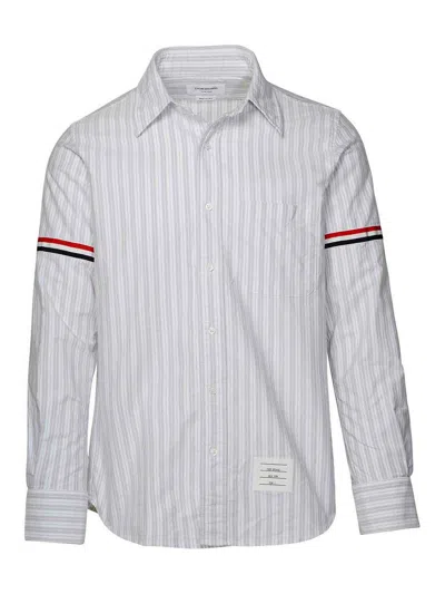 Thom Browne Two-tone Striped Cotton Shirt In White