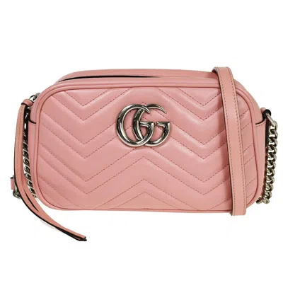Gucci Gg Marmont Pink Leather Shoulder Bag ()
