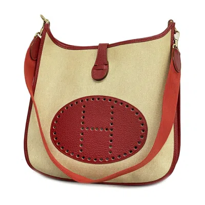 Hermes Hermès Evelyn Beige Canvas Shoulder Bag ()