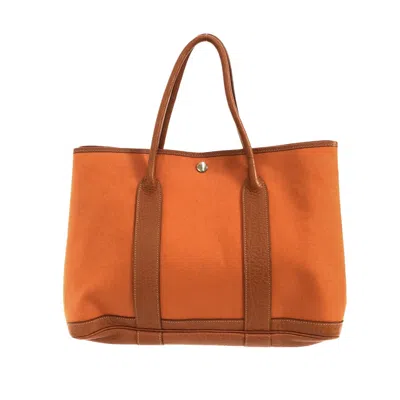 Hermes Hermès Garden Party Orange Canvas Tote Bag ()