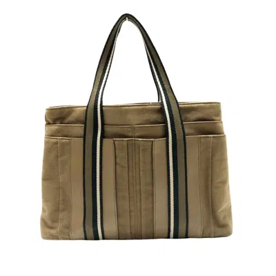 Hermes Hermès Troca Brown Canvas Tote Bag ()