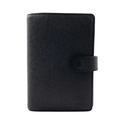 Pre-owned Louis Vuitton Agenda Pm Black Leather Wallet  ()