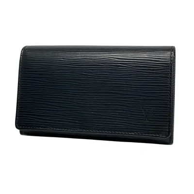 Pre-owned Louis Vuitton Trésor Black Leather Wallet  ()