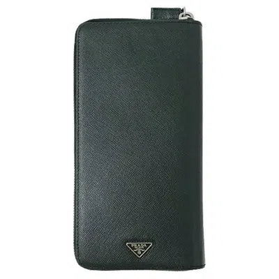 Prada Saffiano Green Leather Wallet  ()