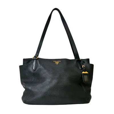 Prada Vitello Leather Tote Bag () In Black