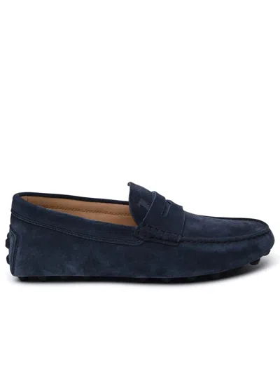 Tod's Blue Suede Bubble Loafers