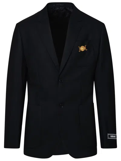 Versace Black Wool Blazer Jacket