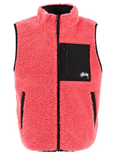 Stussy Stüssy "sherpa" Reversible Vest In Fuchsia