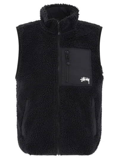 Stussy Sherpa Reversible Vest In Black