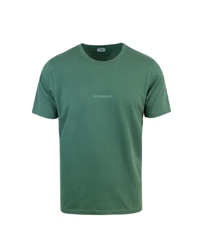 C.p. Company Jersey Resist Dyed Logo T-shirt In 649duck Green